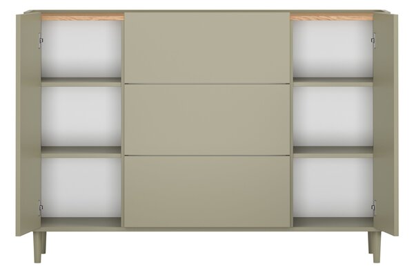 Komoda Elivo 150 cm z szufladami na nóżkach - eukaliptus / dąb baltic dune