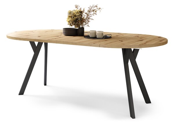 ALMO Dąb Artisan/nogi czarne - OKRĄGŁY STÓŁ ROZKŁADANY Z NOGAMI Y LOFTOWY/INDUSTRIALNY DO SALONU/JADALNI