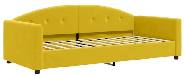 Sofa z funkcją spania, żółta, 90x200 cm, obita aksamitem