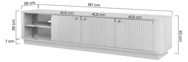 Szafka RTV Vesper 3D 187 cm na cokole - czarny / złote uchwyty