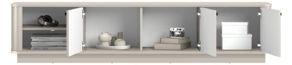 Szafka RTV Vesper 3D 187 cm na cokole - kaszmir / czarne uchwyty