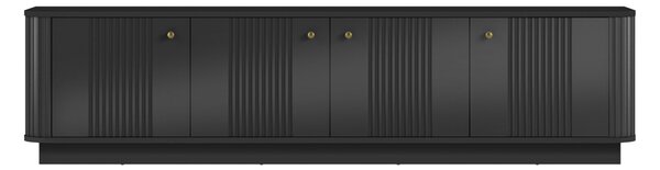 Szafka RTV Vesper 4D 187 cm na cokole - czarny / złote uchwyty