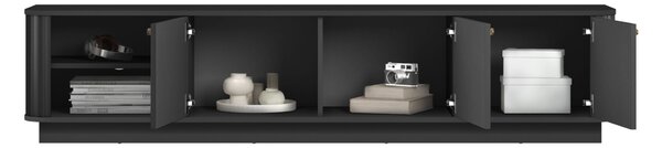 Szafka RTV Vesper 3D 187 cm na cokole - czarny / złote uchwyty