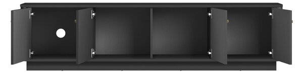 Szafka RTV Vesper 4D 187 cm na cokole - czarny / złote uchwyty