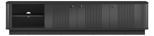 Szafka RTV Vesper 3D 187 cm na cokole - czarny / złote uchwyty