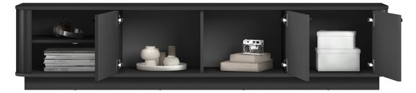 Szafka RTV Vesper 3D 187 cm na cokole - czarny / czarne uchwyty