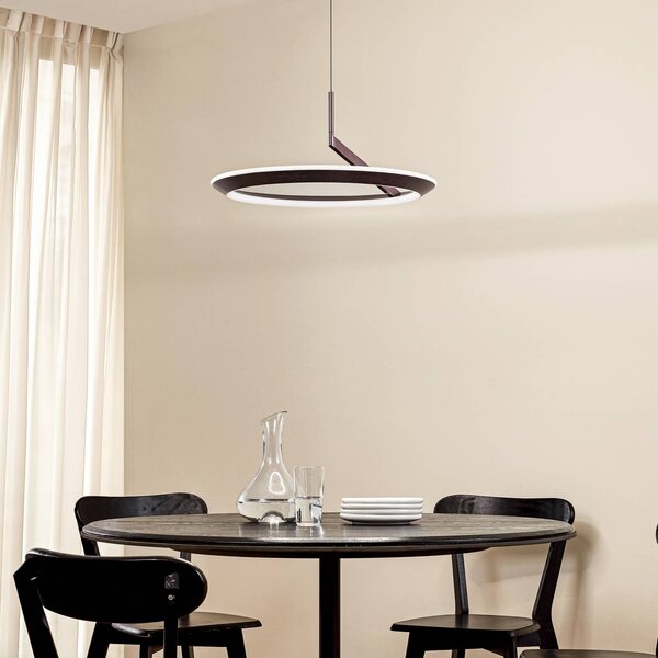 Lampa wisząca Eldra Lucande, możliwość ściemniania, brązowy / rdzawy, salon / jadalnia, metal, nowoczesny
