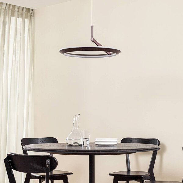 Lampa wisząca Eldra Lucande, możliwość ściemniania, brązowy / rdzawy, salon / jadalnia, metal, nowoczesny