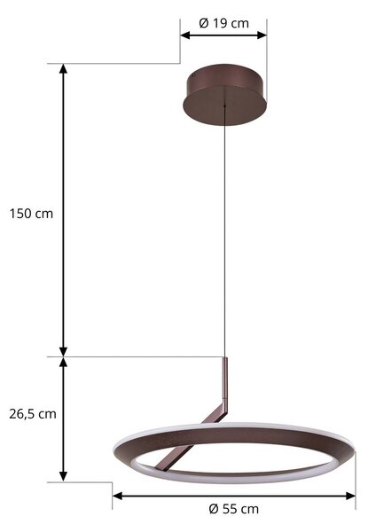 Lampa wisząca Eldra Lucande, możliwość ściemniania, brązowy / rdzawy, salon / jadalnia, metal, nowoczesny