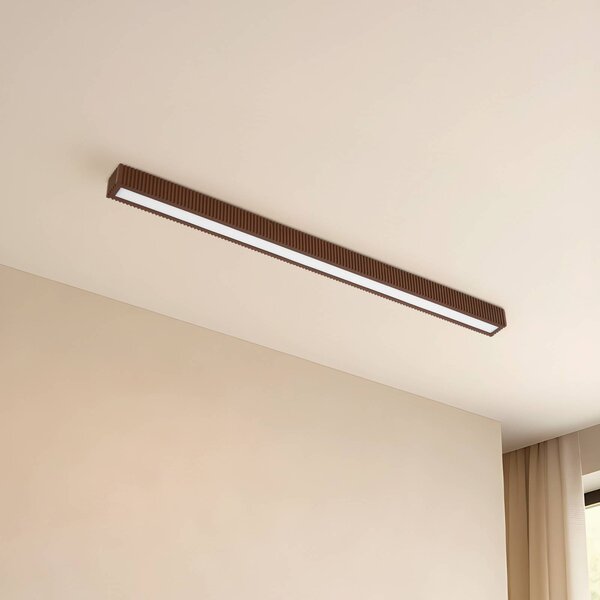 Lampa sufitowa Emara Lucande, możliwość ściemniania, ciemne drewno, salon / jadalnia, drewno, design