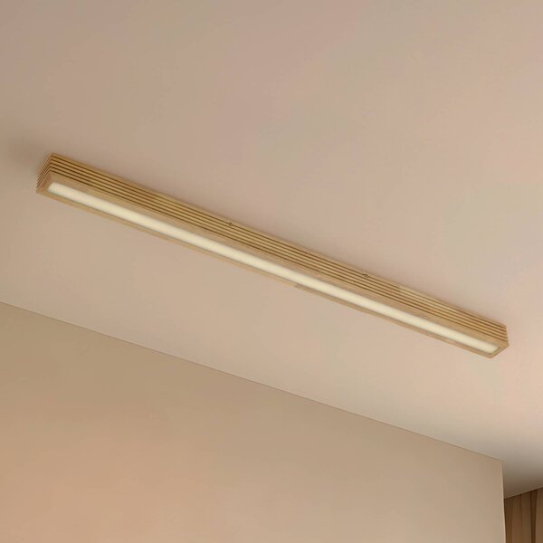 Lampa sufitowa Emara Lucande, możliwość ściemniania, jasne drewno, salon / jadalnia, drewno, design