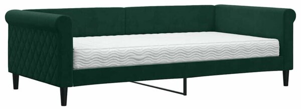 Sofa z materacem do spania, ciemnozielona, 100x200 cm, aksamit