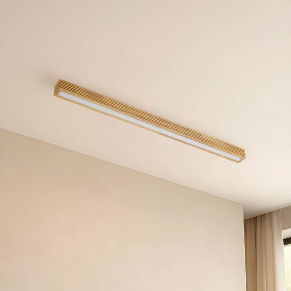 Lampa sufitowa Emara Lucande, możliwość ściemniania, jasne drewno, salon / jadalnia, drewno, design