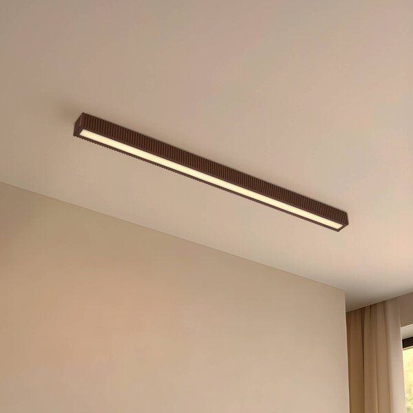 Lampa sufitowa Emara Lucande, możliwość ściemniania, ciemne drewno, salon / jadalnia, drewno, design