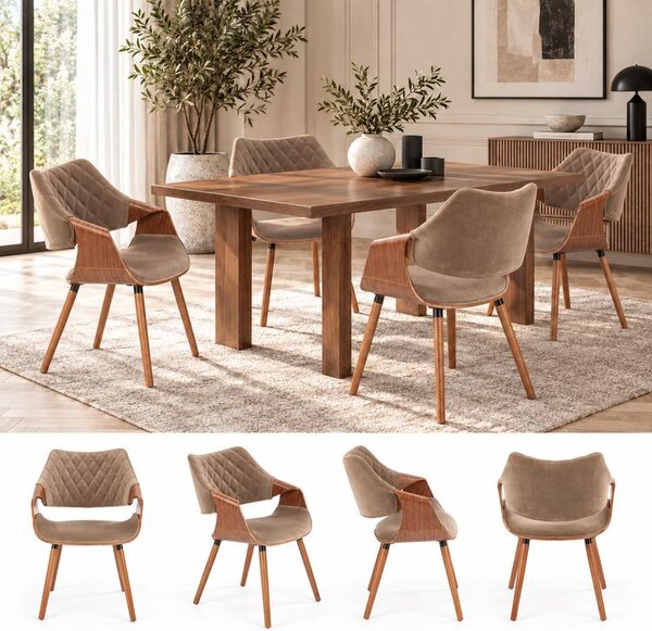 Krzesło K396 w kolorze orzechowym z beżową tapicerką BLUVEL 40