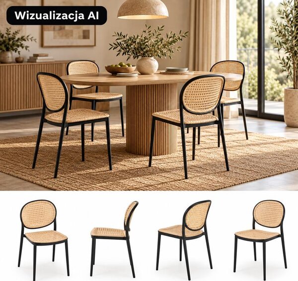 Krzesło K529 w kolorze czarnym z naturalnym wykończeniem