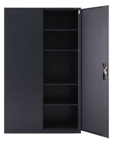 Metalowa szafa zamykana na klucz do biura 185x115 cm Essen: antracytowa