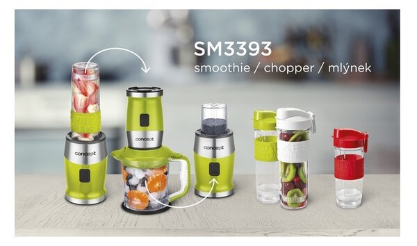 Concept SM3393 Fresh&Nutri mikser wielofunkcyjny, 700 W + 2 butelki 570 ml + 400 ml, zielony