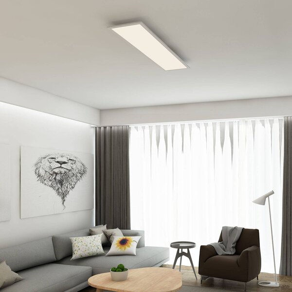 Briloner Panel LED Piatto, czujnik, 119,5 x 29,5 cm Piatto, biały / opal, przedpokój, metal, nowoczesny