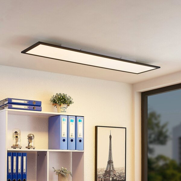 Panel LED Nelios Lindby, czarny, kuchnia, aluminium, nowoczesny