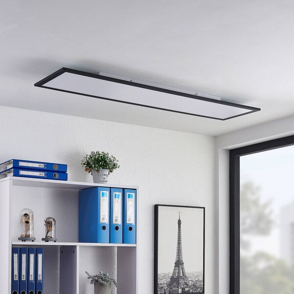 Panel LED Nelios Lindby, czarny, kuchnia, aluminium, nowoczesny