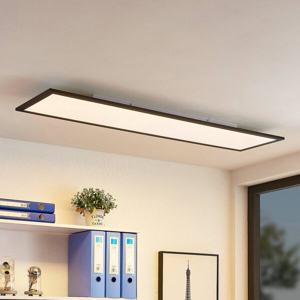 Panel LED Nelios Lindby, czarny, kuchnia, aluminium, nowoczesny