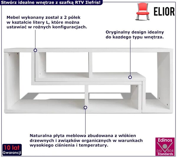 Komplet 2 białych szafek RTV w kształcie litery L D9-B58