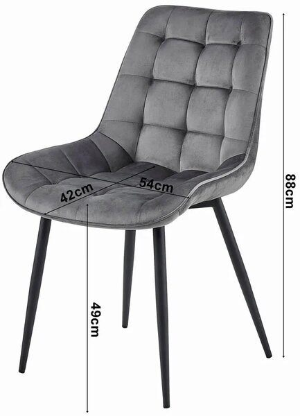 Jasnoszare krzesło pikowane glamour W5-F23