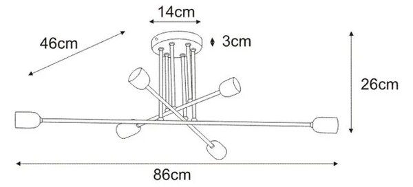 Biała metalowa lampa sufitowa patyki bez kloszy - 2X A726 B3-M51