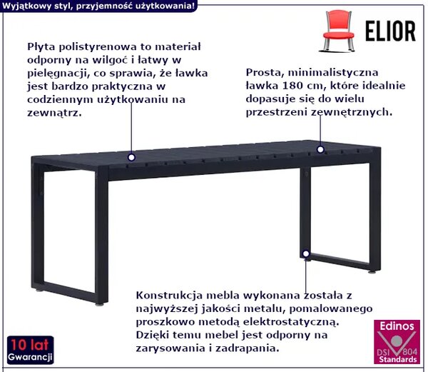 Czarna ławka ogrodowa 120,5 cm T7-D46
