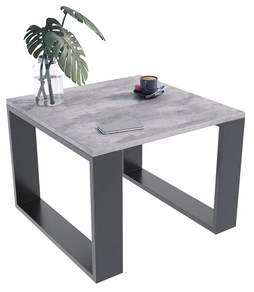 Loftowy Kwadratowy Stolik Kawowy Beton + Czarny S6-G00