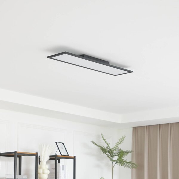 Lindby Panel LED Enhife, czarny, 80 x 20 cm, metalowy, 4000K