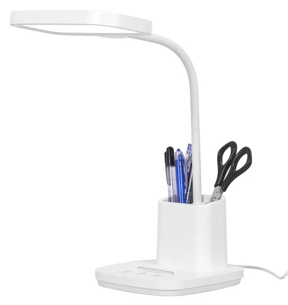Biała regulowana lampka biurkowa LED z pojemnikiem - 5X A684 R3-P98