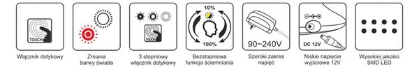 Czarna dotykowa lampka LED na biurko - A681-Abla