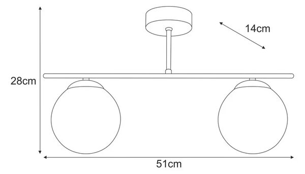 Bursztynowa podwójna lampa sufitowa loft - 4X A704 S0-G53