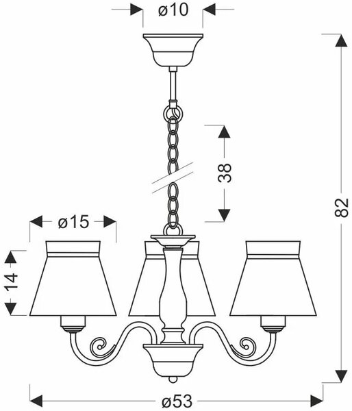 Metalowy żyrandol z 3 kwiatowymi abażurami - Z081 H2-C39