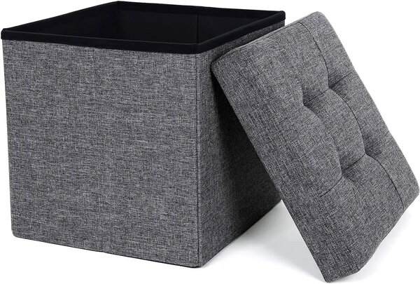 Ciemnoszara pufa pikowana ze schowkiem N3-L74