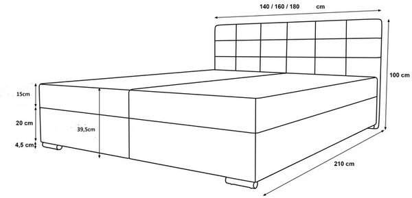 Dwuosobowe Łóżko Pluszowe Z Zagłówkiem 140X200 F2-R18