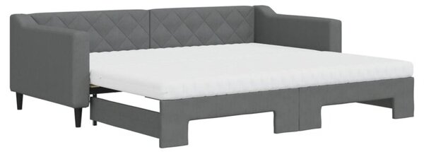Sofa rozsuwana z materacami, ciemnoszara, 90x200 cm, tkanina