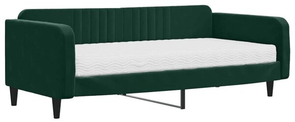 Sofa z materacem do spania, ciemnozielona, 100x200 cm, aksamit