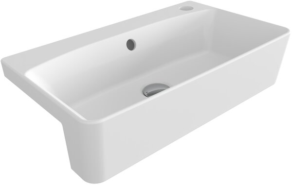 Bocchi Milano umywalka 50x30 cm półblatowa prostokątna Clean Plus+ biały połysk 1527-001-0199