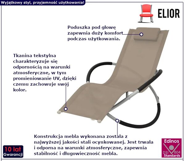 Leżak ogrodowy z poduszką taupe K9-R70