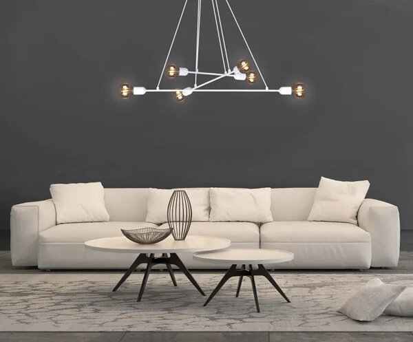 Biała loftowa lampa wisząca z odkrytymi żarówkami - 4X A728 H1-N85