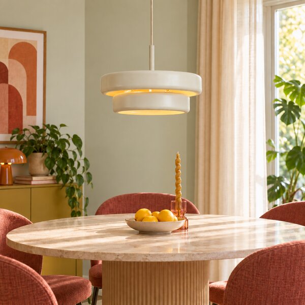 Lampa wisząca retro beżowa z metalowym kloszem - Ophelia