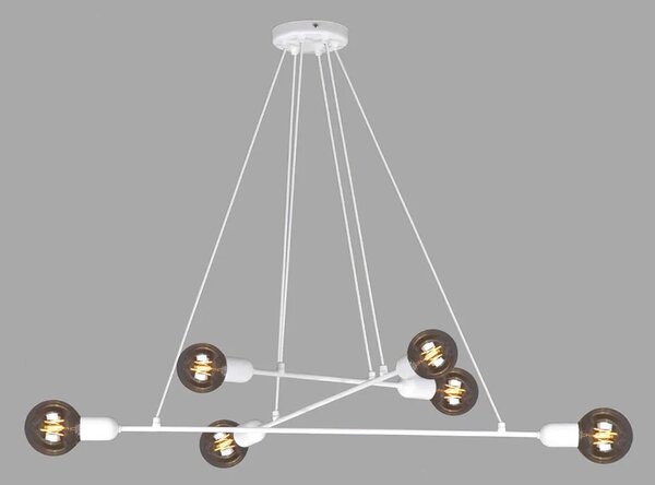 Biała loftowa lampa wisząca z odkrytymi żarówkami - 4X A728 H1-N85