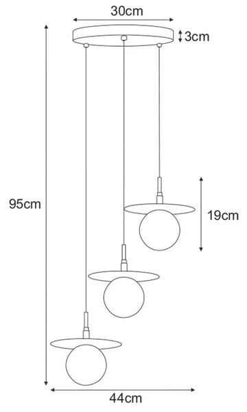 Potrójna nowoczesna lampa wisząca z ruchomymi kloszami - 9X A696 W1-M55