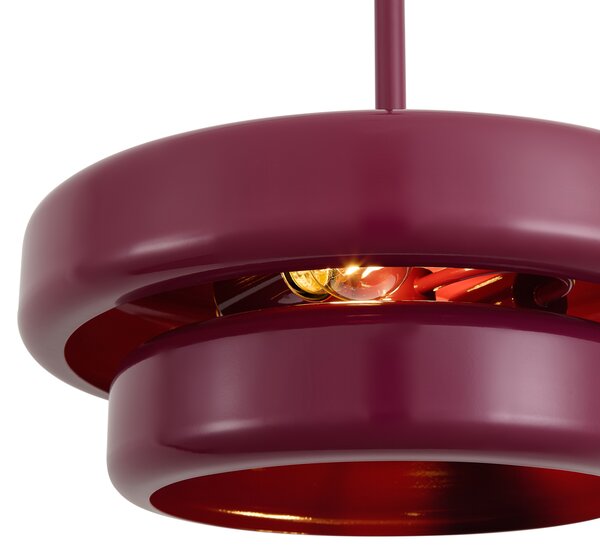 Retro Lampa Wisząca Śliwkowa z Metalowym Kloszem - Ophelia