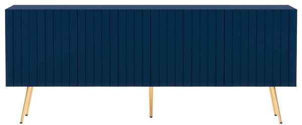Granatowa lamelowa szafka pod TV glamour E7-B34