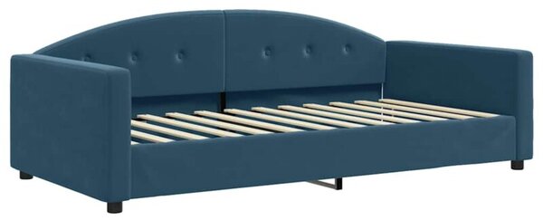 Sofa z funkcją spania, niebieska, 100x200 cm, obita aksamitem