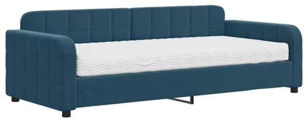 Sofa z materacem do spania, niebieska, 90x200 cm, aksamit